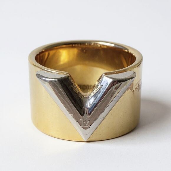 Louis Vuitton Essential V Gold & Silver Wide Ring Medium - Picture 1 of 6